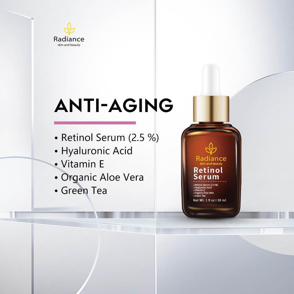 Retinol Serum for Face with Vitamin E, Organic Jojoba Oil, Aloe Vera, Green Tea, Hylauronic Acid for Smoothing Fine Lines, Dark Spot & anti Aging, anti Wrinkles Facial Serum 1 Oz
