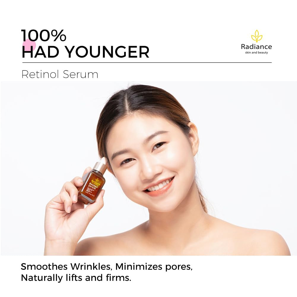 Retinol Serum for Face with Vitamin E, Organic Jojoba Oil, Aloe Vera, Green Tea, Hylauronic Acid for Smoothing Fine Lines, Dark Spot & anti Aging, anti Wrinkles Facial Serum 1 Oz