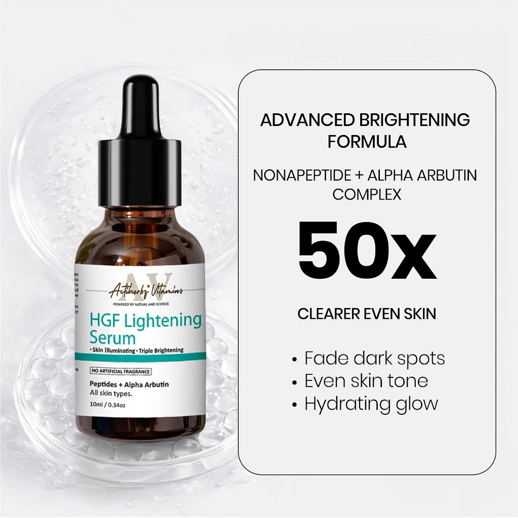HGF Advanced Aqua Based Peptide Face Serum | Nonapeptide | Alpha Arbutin | Hyaluronic Based Face Serum for Pigmentation & Even Skin Tone - 10 Ml | for All Type Skin