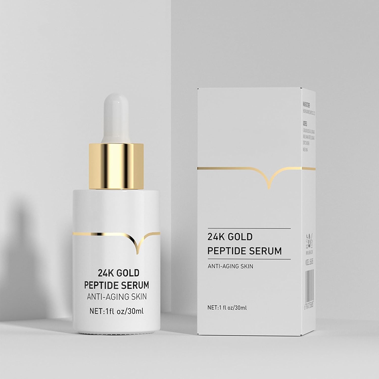 24K Gold Peptides Serum for Face, 9 Peptide Skin Booster anti Aging Serum with Nano Gold, Even Skin Tone Glow Collagen Peptides Essence for Dark Spots & Fine Lines, Collagen Peptide 1 Fl.Oz
