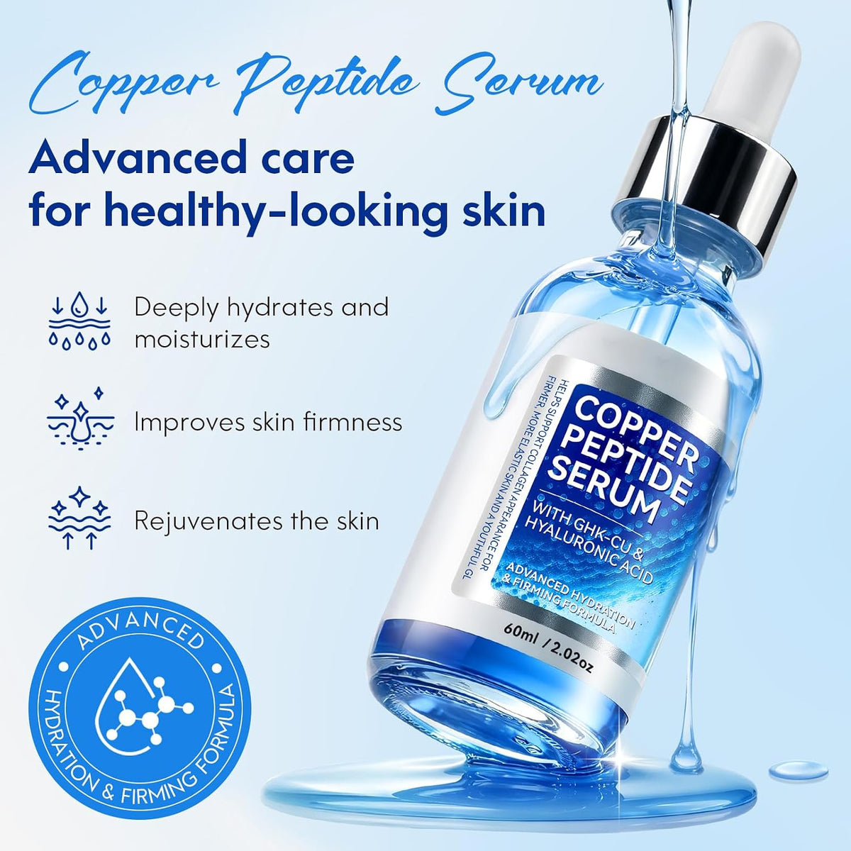 Radiant 2 Pack Copper Peptides Anti Aging Serum for Face