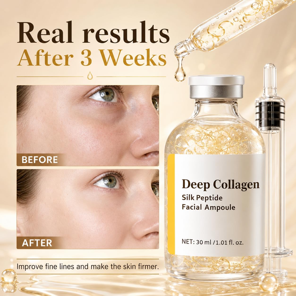 Deep Collagen Peptide Silk Peptide Intensive Lifting Ampoule, 1.01 Fl Oz