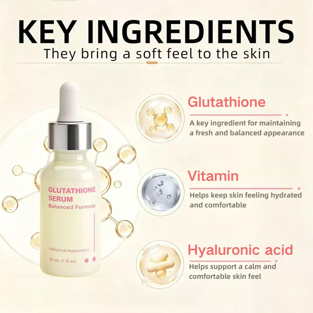 Glutathione Serum, Face Serum with Hyaluronic Acid, Improve Skin Elasticity, Hydrating Facial Serum for Fine Lines, Firm and Anti-Aging