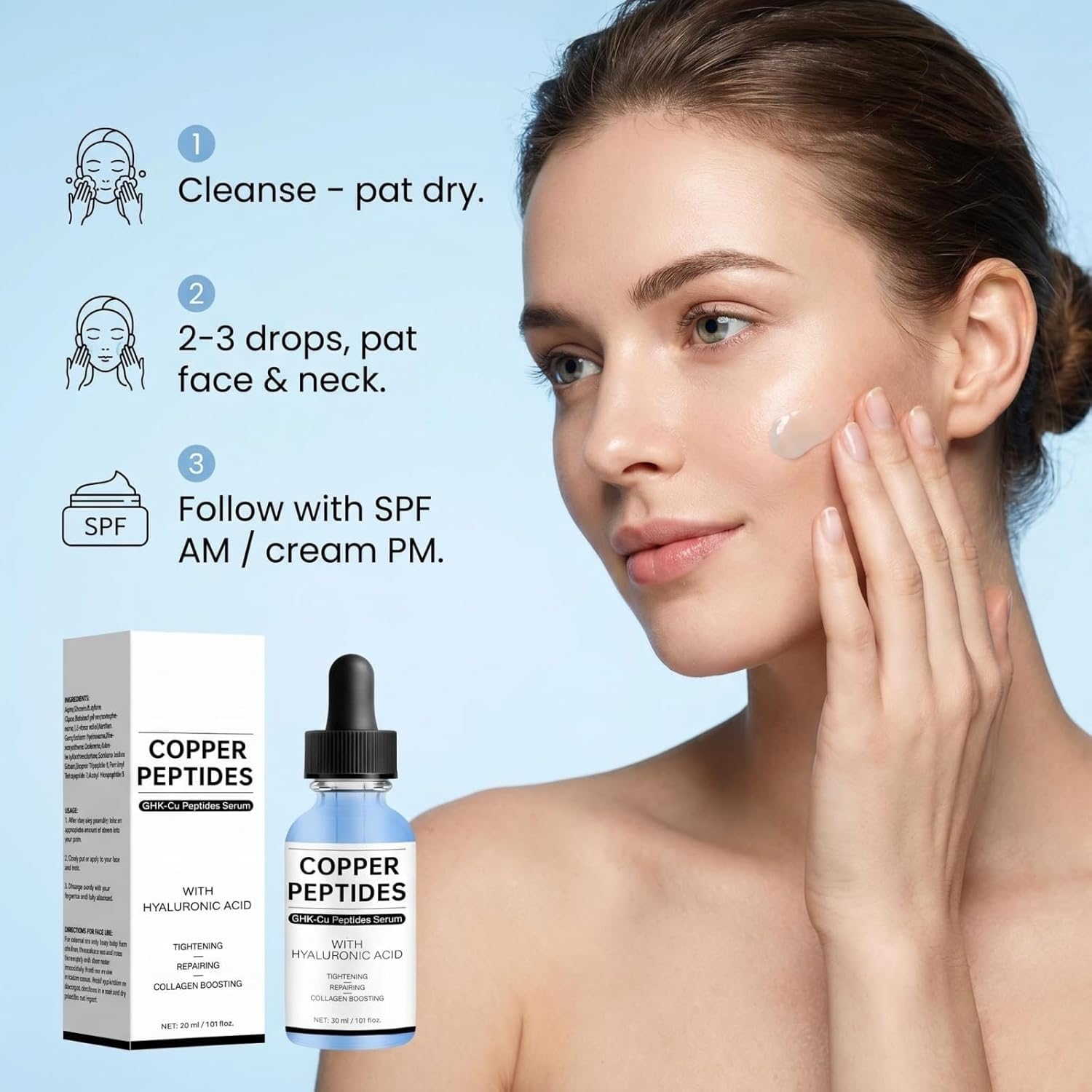 Copper Peptide Serum for Fine Lines & Wrinkles,Hydrating Skin Care 1 Fl Oz