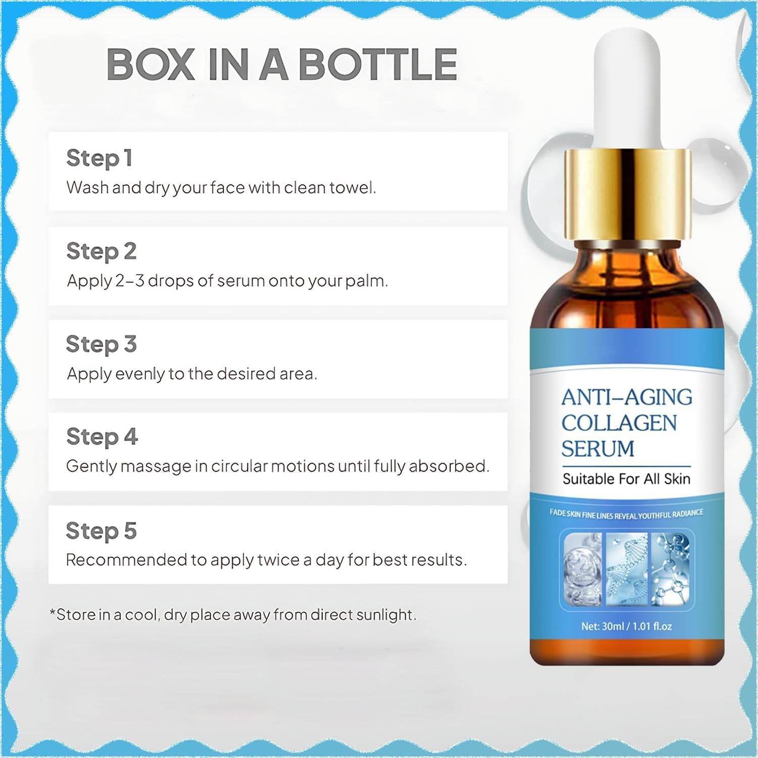 Anti-Aging Serum Box Stock Solution Facial Serum | Box Face Serum | Suitable Skincare Serum for Women.,Anti Aging Face Tightening, Boost Skin Collagen, Reduce Wrinkles & Plump Skin