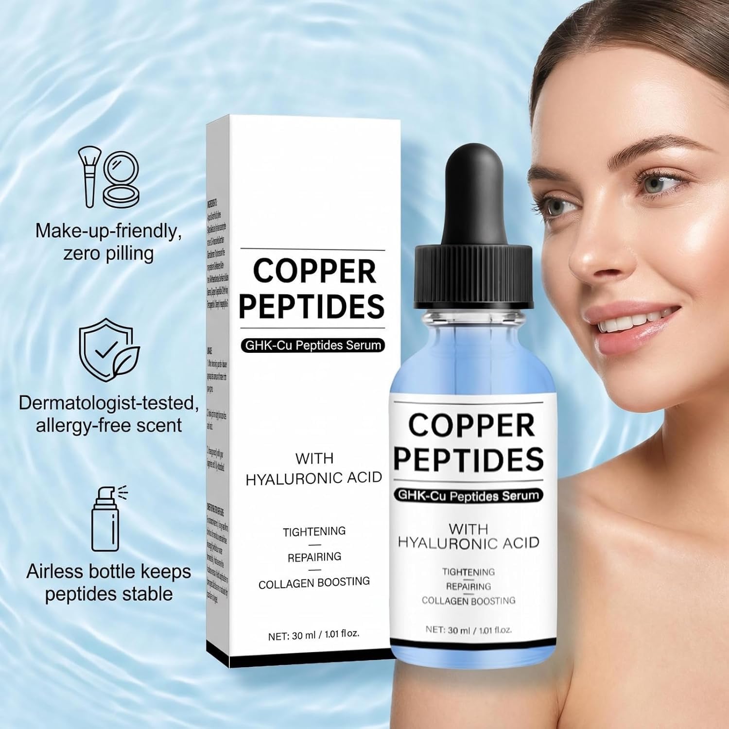 Copper Peptide Serum for Fine Lines & Wrinkles,Hydrating Skin Care 1 Fl Oz