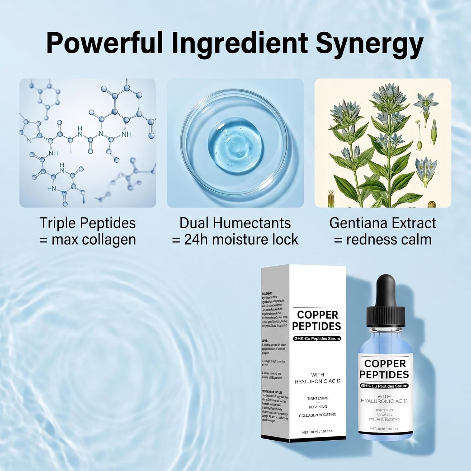 Copper Peptide Serum for Fine Lines & Wrinkles,Hydrating Skin Care 1 Fl Oz