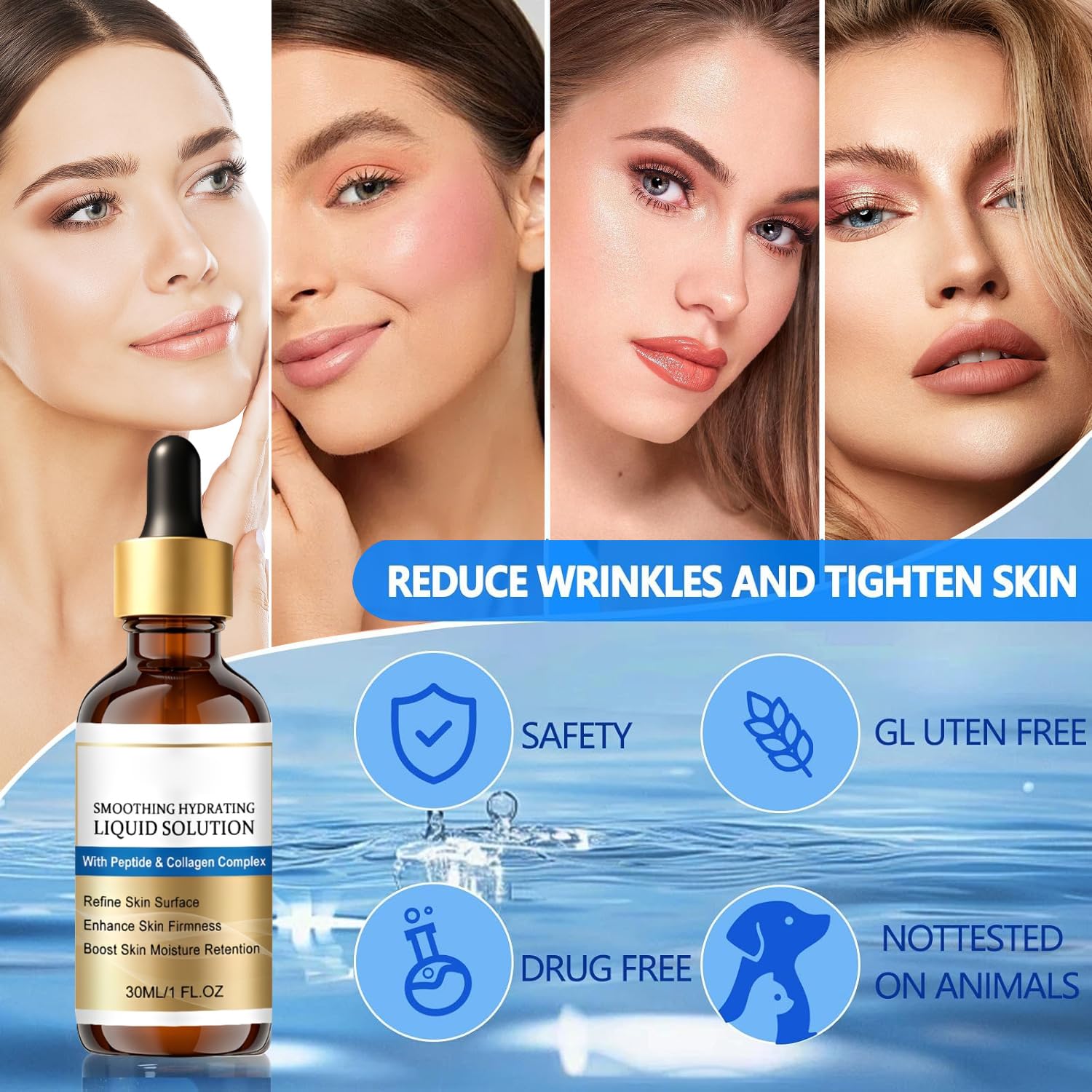 2 Liquid Solution anti Aging Serum,Face Lifting Serum,Liquid Solution Serum for Wrinkles,Promotes Skin Collagen Production,Hydration Moisturizing and Firming(30Ml)