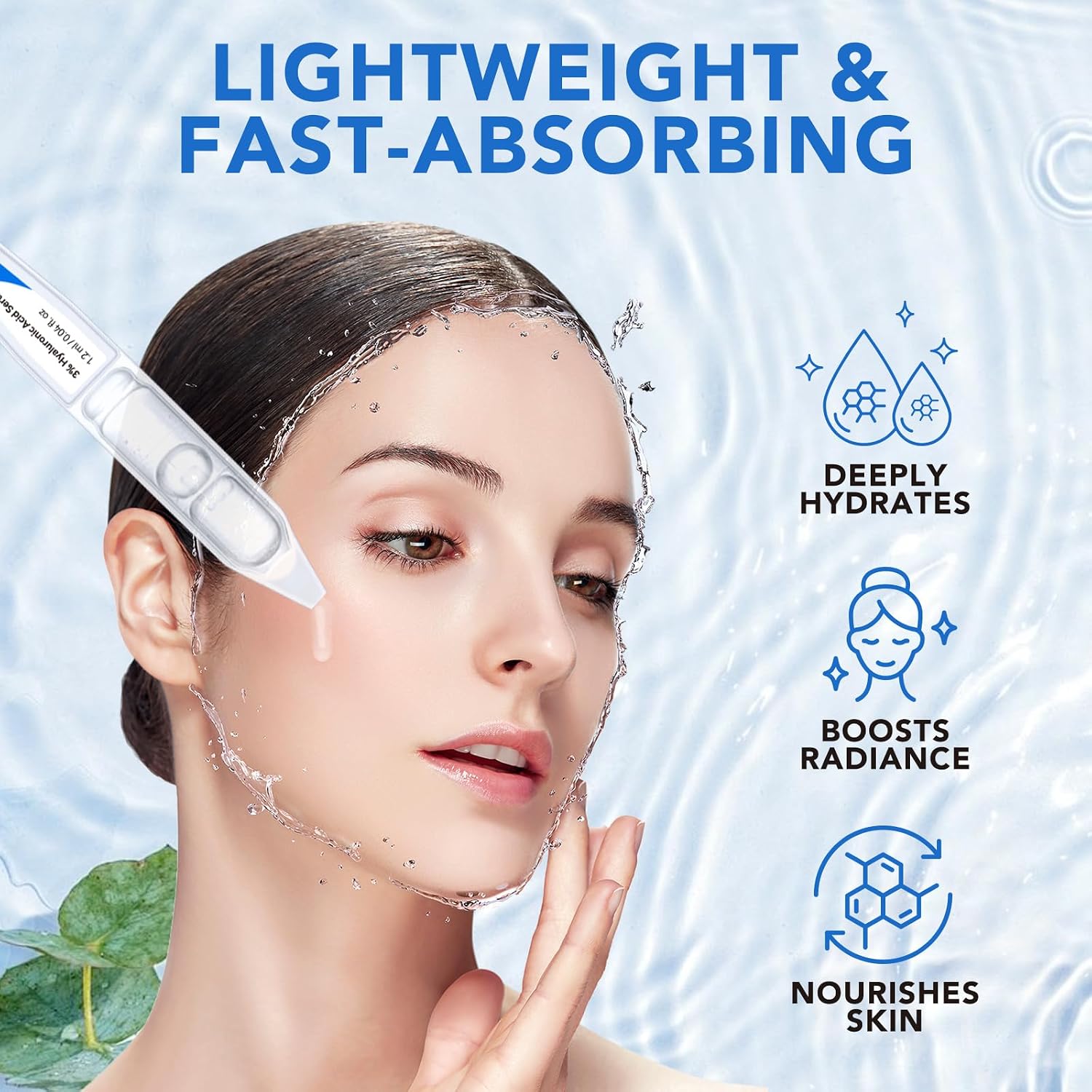 (30 Pack) 3% Hyaluronic Acid Serum Ultra-Hydrating Vials, Skin Repair Hyaluronic Acid Tubes, Single-Use Anti-Aging Serum for Face Wake Nature Perfection Tubes Vials