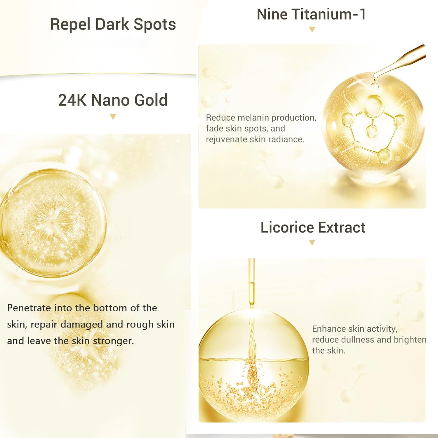 24K Gold Peptides Serum for Face, 9 Peptide Skin Booster anti Aging Serum with Nano Gold, Even Skin Tone Glow Collagen Peptides Essence for Dark Spots & Fine Lines, Collagen Peptide 1 Fl.Oz