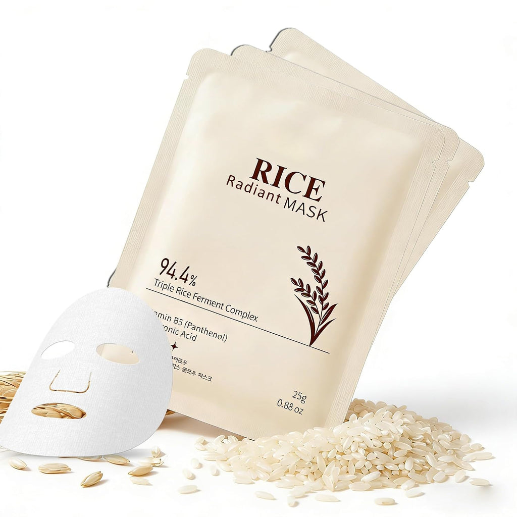 RADIANT Rice Face Mask 3Pcs, 94% Triple Rice Fement Complex Overnight Mask for Glass Skin