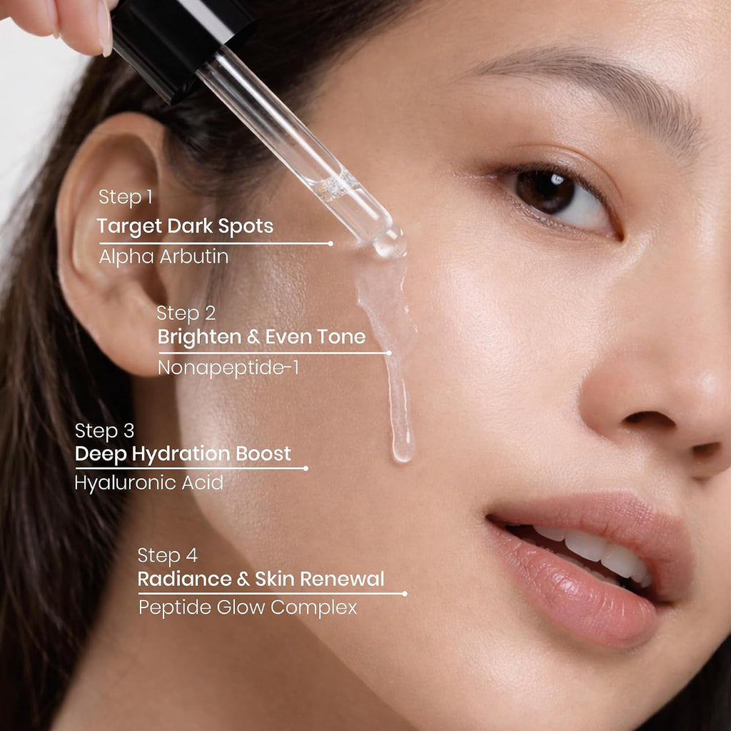 HGF Advanced Aqua Based Peptide Face Serum | Nonapeptide | Alpha Arbutin | Hyaluronic Based Face Serum for Pigmentation & Even Skin Tone - 10 Ml | for All Type Skin