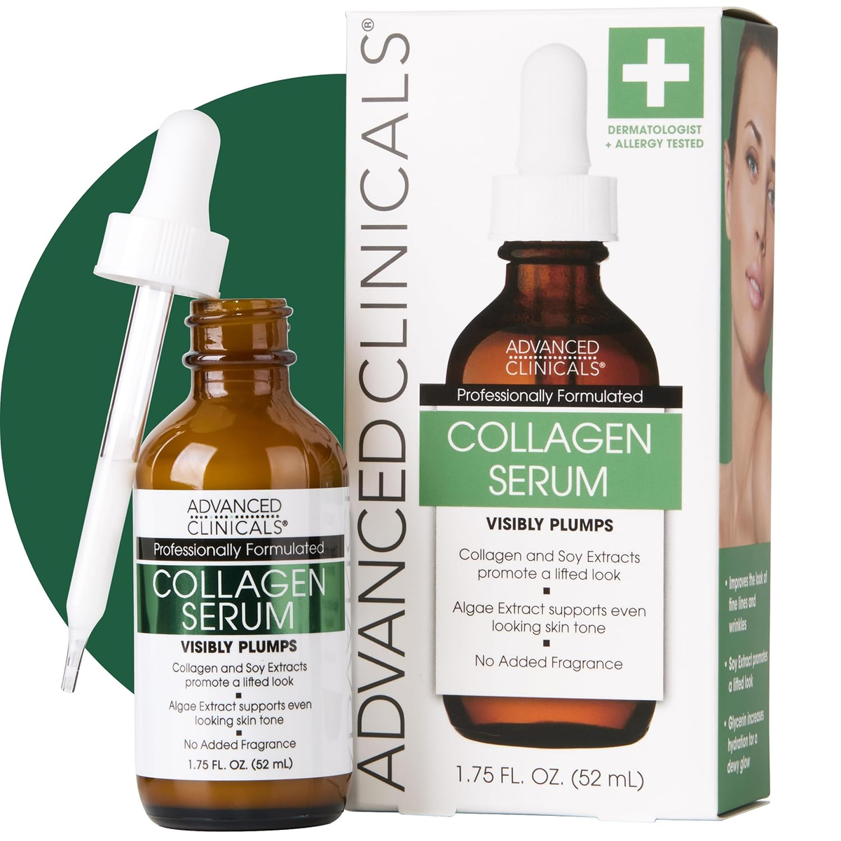 RADIANT Collagen Serum for Face | Visible anti Aging Collagen Peptide Serum + Hyaluronic Acid
