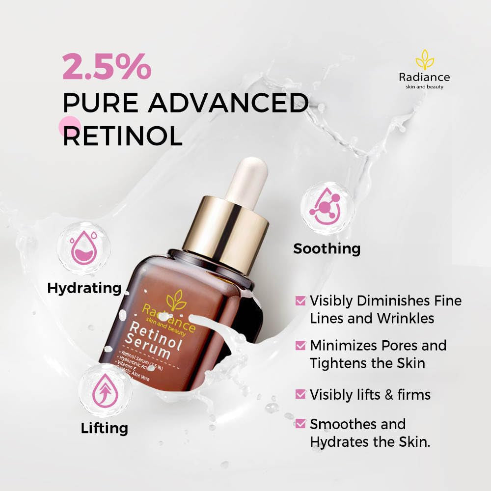 Retinol Serum for Face with Vitamin E, Organic Jojoba Oil, Aloe Vera, Green Tea, Hylauronic Acid for Smoothing Fine Lines, Dark Spot & anti Aging, anti Wrinkles Facial Serum 1 Oz