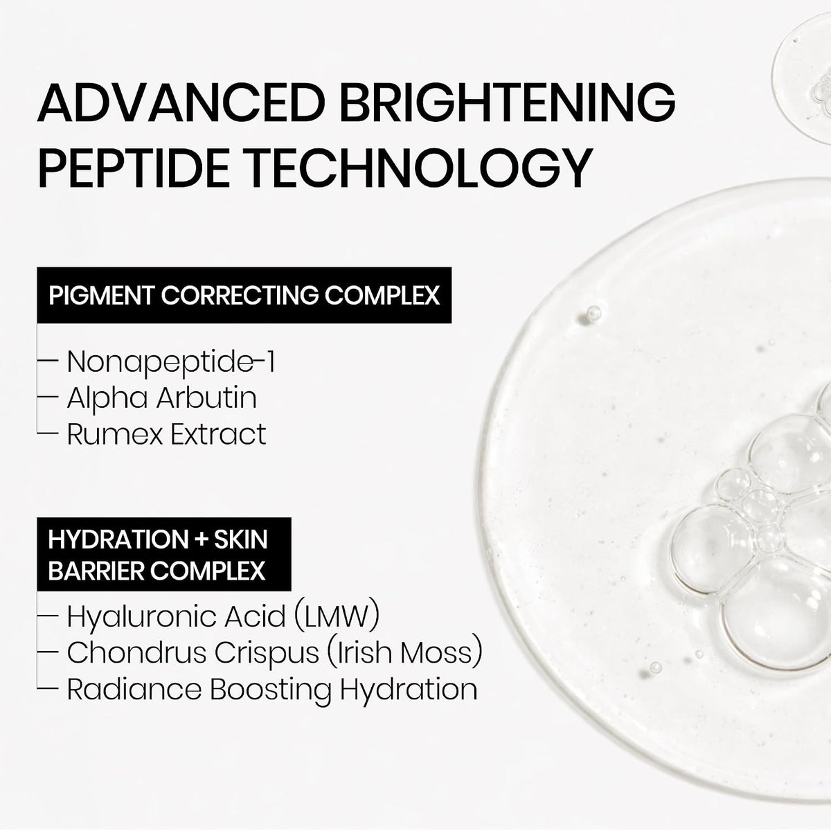 HGF Advanced Aqua Based Peptide Face Serum | Nonapeptide | Alpha Arbutin | Hyaluronic Based Face Serum for Pigmentation & Even Skin Tone - 10 Ml | for All Type Skin